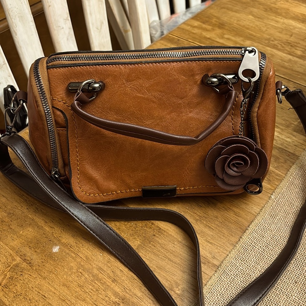 Brown and tan purse
